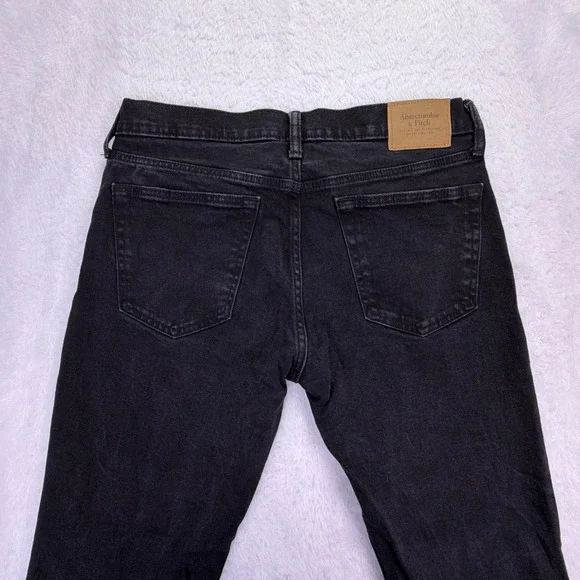 Abercrombie & Fitch Jeans Mens 32x30 Skinny Black Distress Stretch Denim‎ - Picture 4 of 8